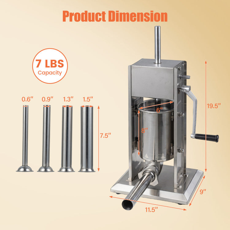 Manual Sausage Stuffer with 2 Speeds & 4 Stuffing Tubes for Commercial Home