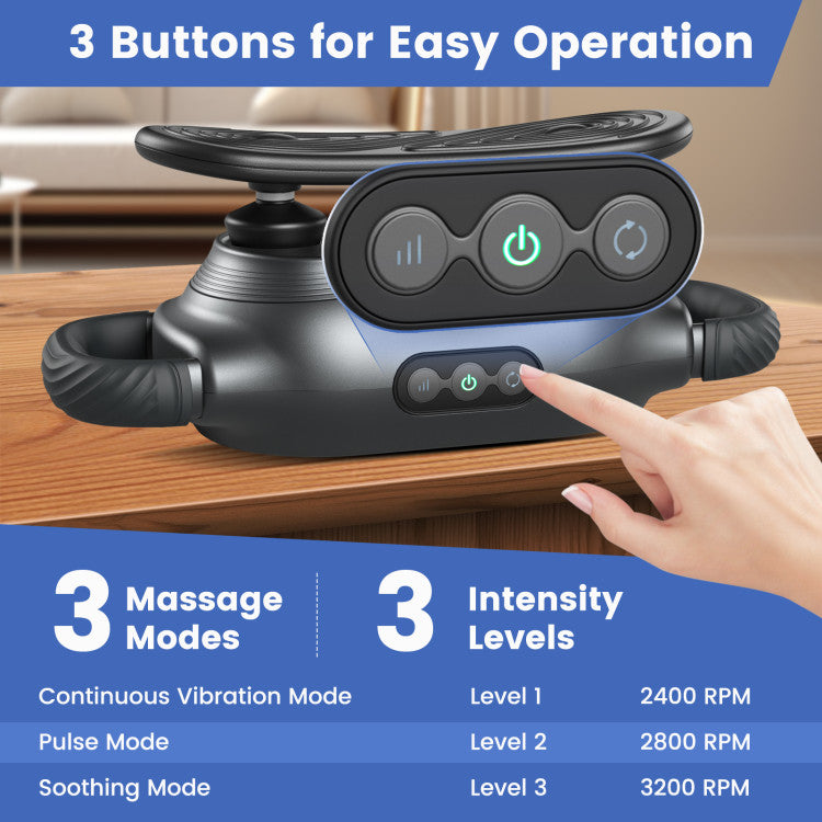 Massage Gun Deep Tissue with 3 Switchable Massage Heads and 3 Modes