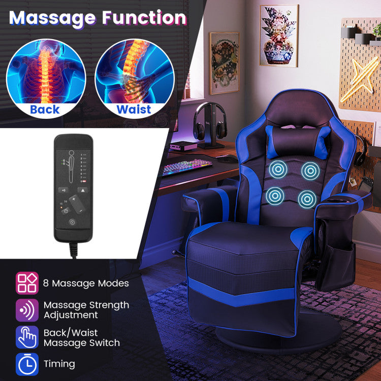 Massage Video Gaming Recliner Chair with Adjustable Height