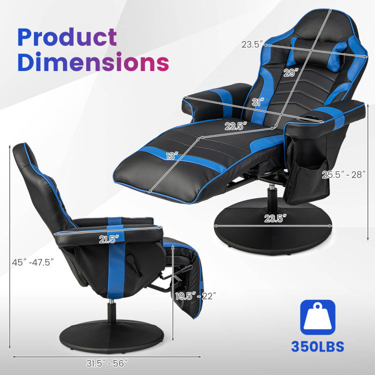 Massage Video Gaming Recliner Chair with Adjustable Height