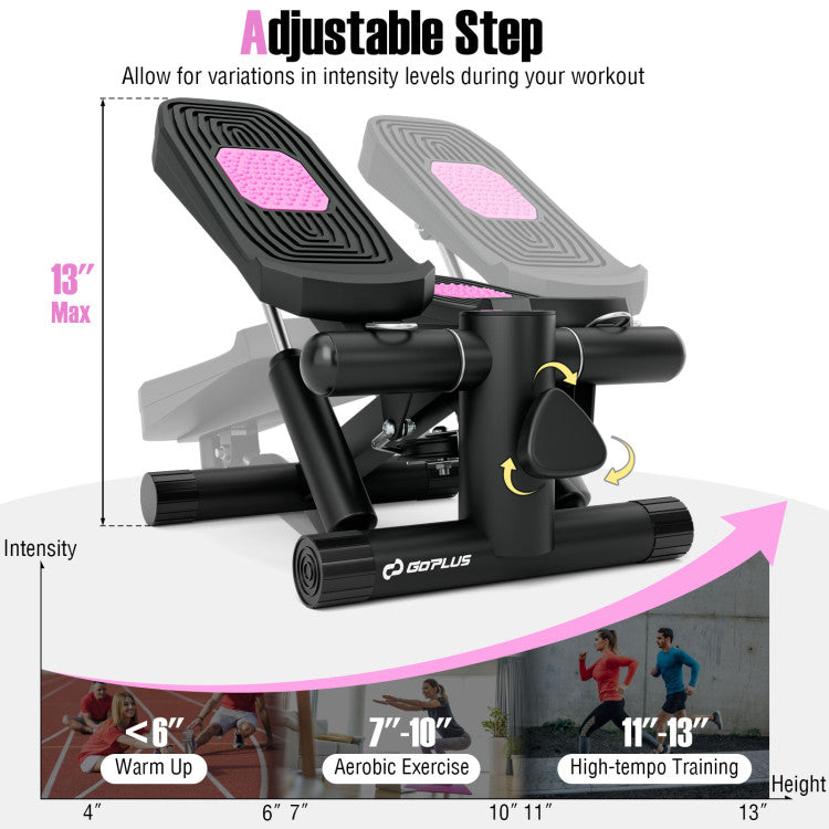 Mini Stepper with Resistance Bands and Adjustable Height for Exercise at Home