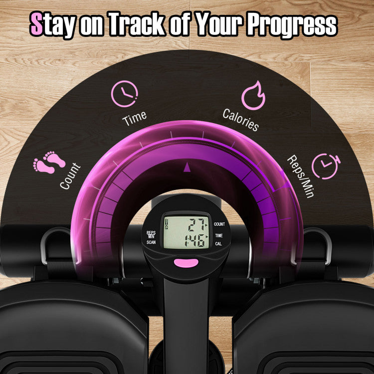 Mini Stepper with Resistance Bands and Adjustable Height for Exercise at Home