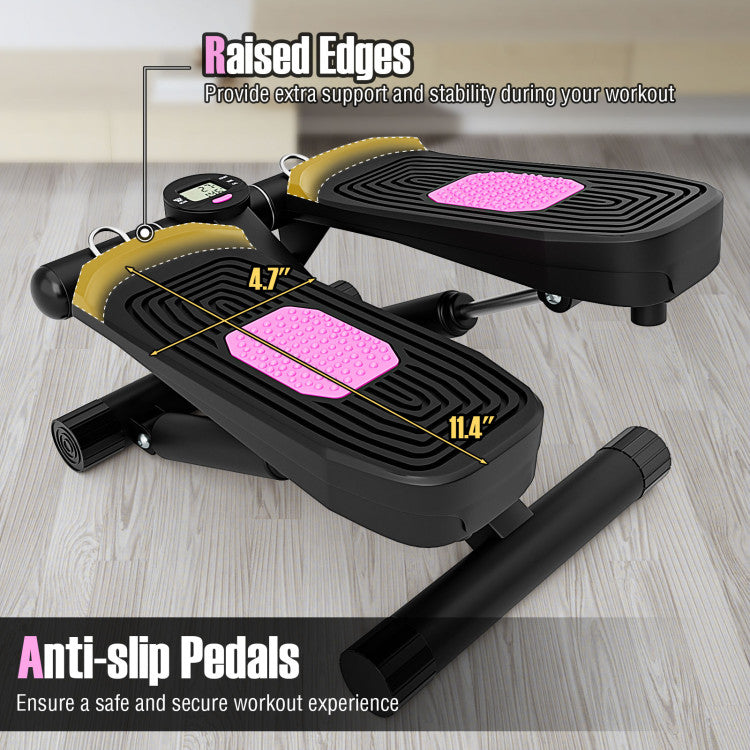 Mini Stepper with Resistance Bands and Adjustable Height for Exercise at Home