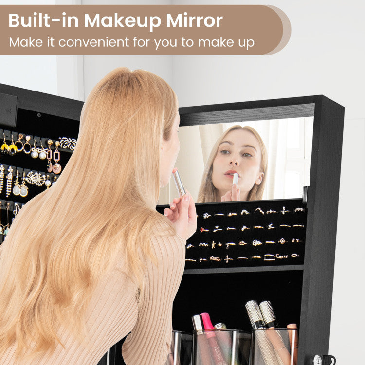 Mirror Jewelry Cabinet with 20 Warm Lights and 4 Tilt Angles