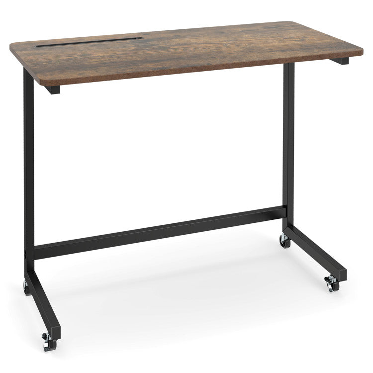 Mobile Side Table Rolling Laptop Desk Cart with Tablet Slot