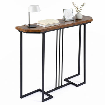 Modern Console Table Narrow Entryway Table with Metal Legs