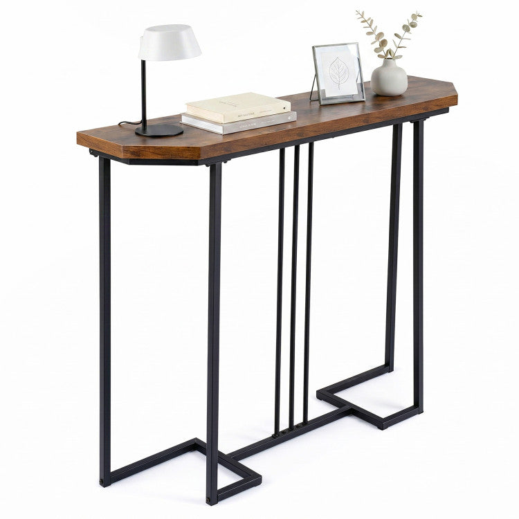 Modern Console Table Narrow Entryway Table with Metal Legs