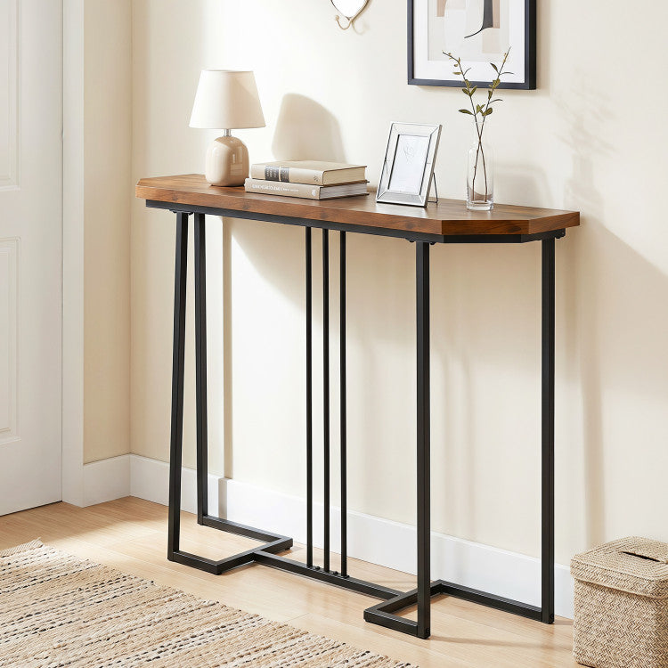 Modern Console Table Narrow Entryway Table with Metal Legs