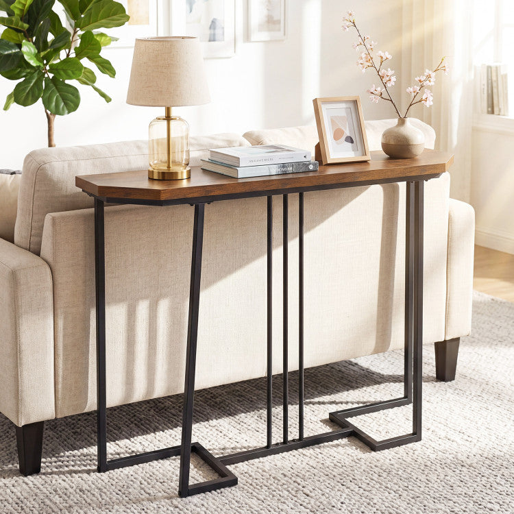 Modern Console Table Narrow Entryway Table with Metal Legs