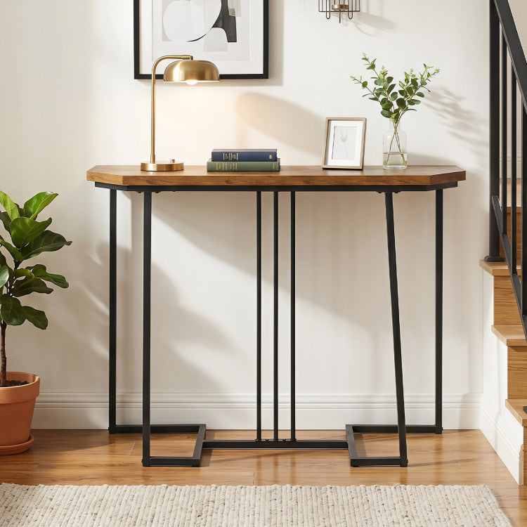 Modern Console Table Narrow Entryway Table with Metal Legs