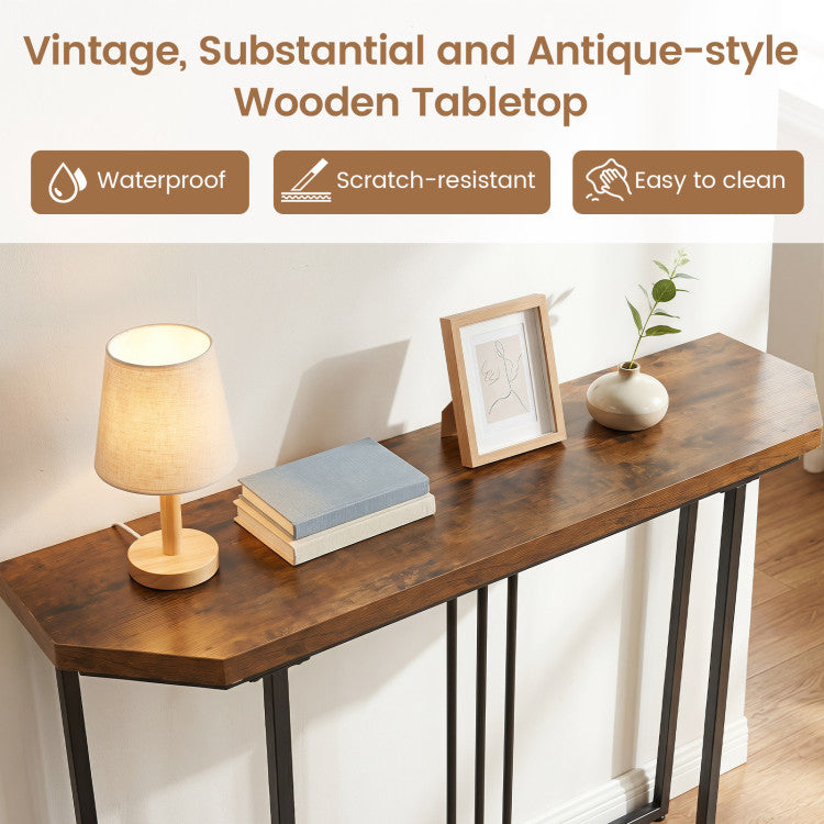Modern Console Table Narrow Entryway Table with Metal Legs
