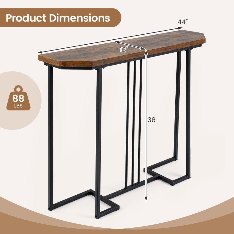 Modern Console Table Narrow Entryway Table with Metal Legs