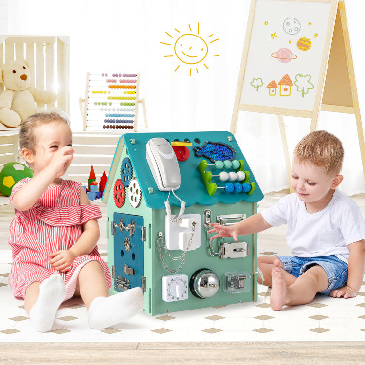 Montessori Play House with Sensory Games and Interior Storage Space