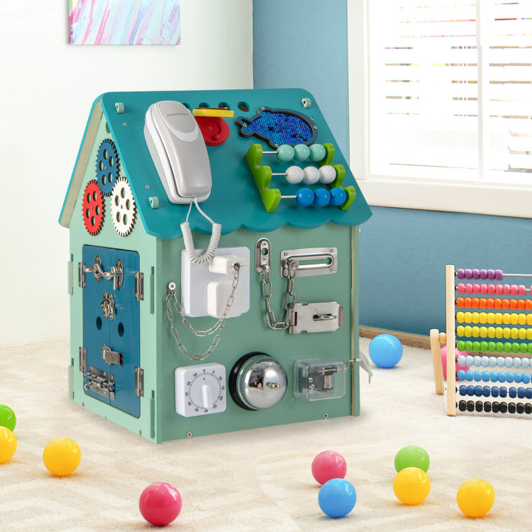 Montessori Play House with Sensory Games and Interior Storage Space