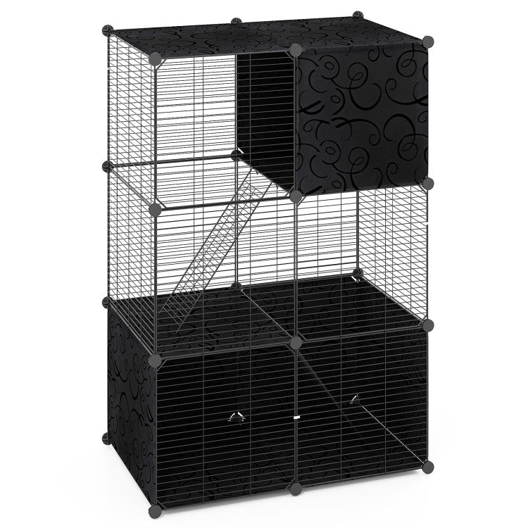 Multi-Level Cat Tower with 2-Door Condo and Hammock