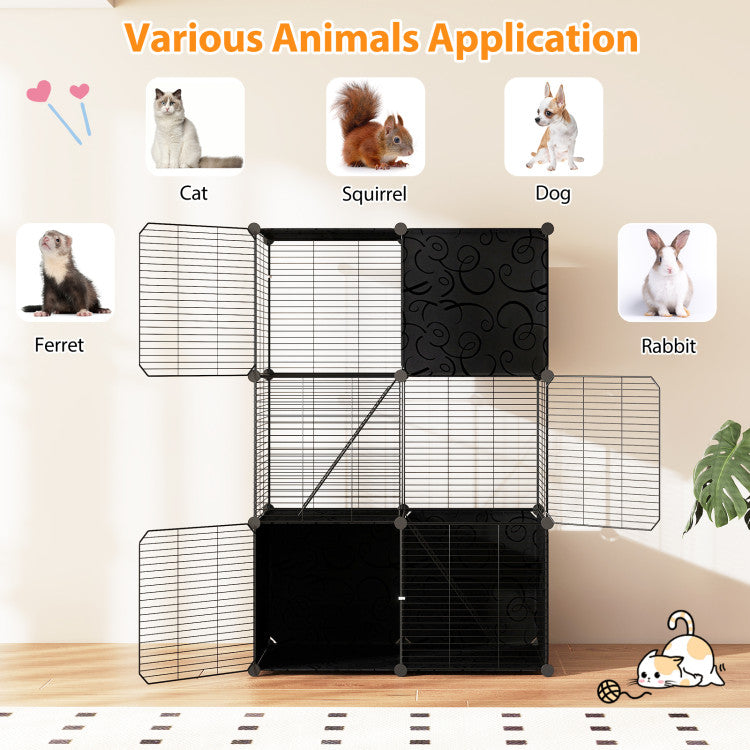 Multi-Level Cat Tower with 2-Door Condo and Hammock