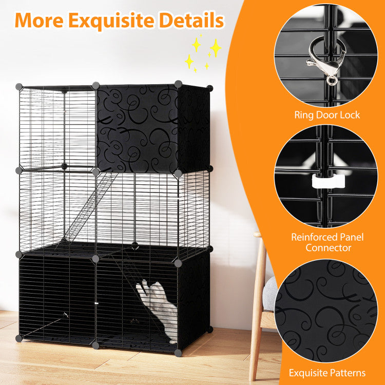 Multi-Level Cat Tower with 2-Door Condo and Hammock