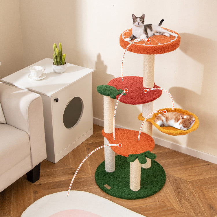 Multi-level Cat Tree Pet Activity Center with Fruit-shaped Platforms