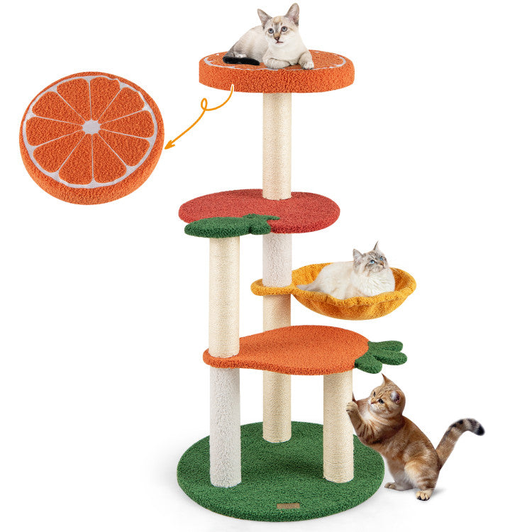 Multi-level Cat Tree Pet Activity Center with Fruit-shaped Platforms