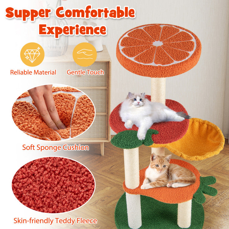 Multi-level Cat Tree Pet Activity Center with Fruit-shaped Platforms