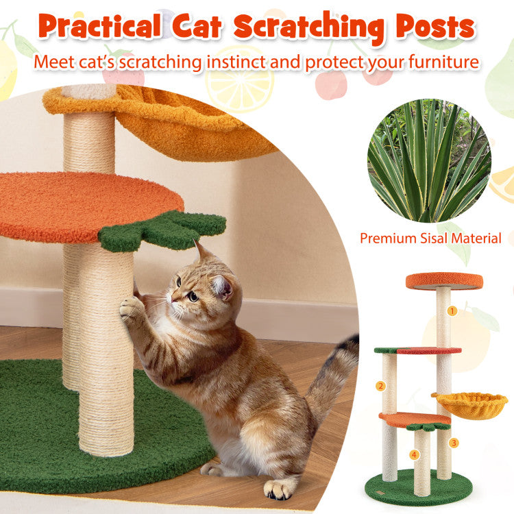 Multi-level Cat Tree Pet Activity Center with Fruit-shaped Platforms