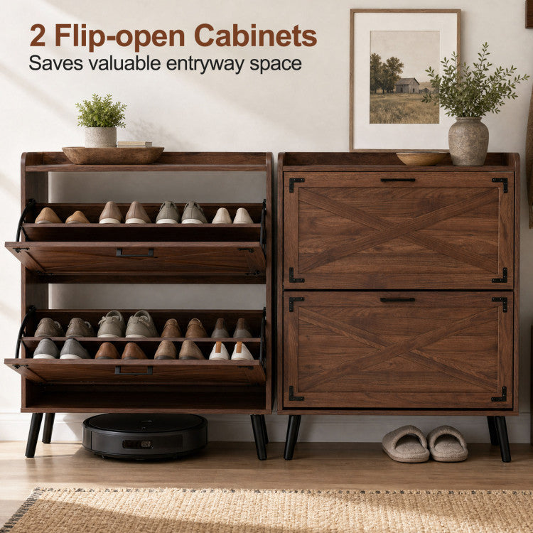 Narrow Shoe Cabinet with Adjustable and Removable Shelves for Entryway