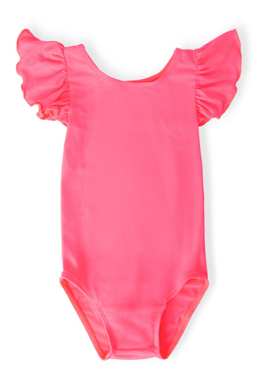 Neon Pink S/S Flutter Sleeve Leotard
