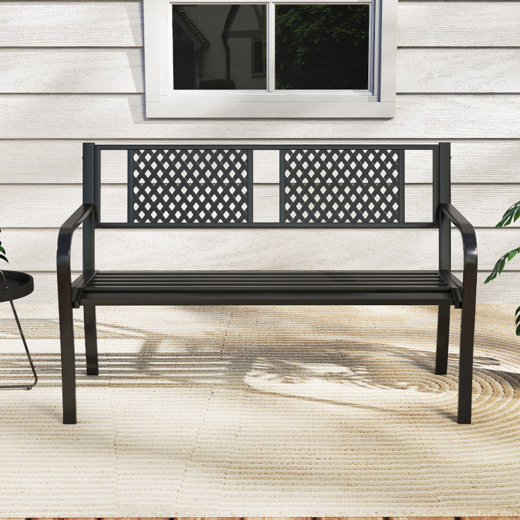 Outdoor Bench Metal Loveseat Patio Bench for 2-3-Person