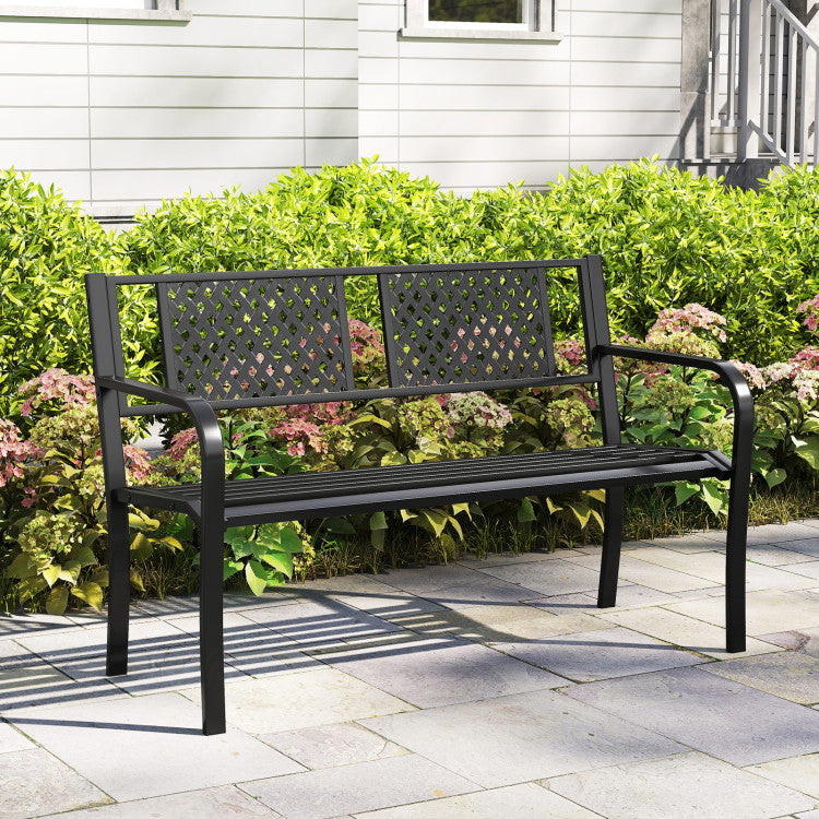 Outdoor Bench Metal Loveseat Patio Bench for 2-3-Person