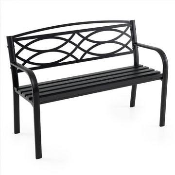 Garden Bench with Curved Armrests and Backrest