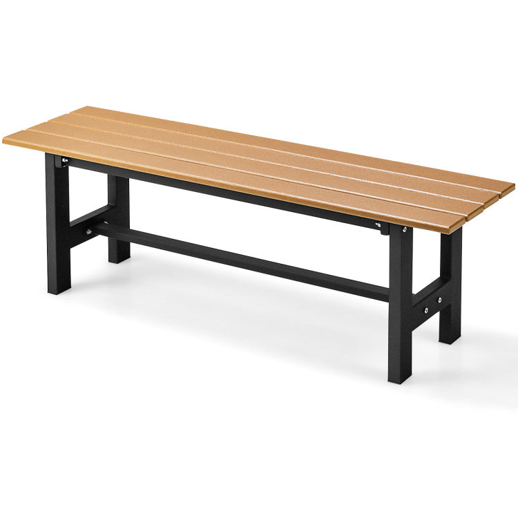 47 Inches Outdoor Chair with Slatted Seat and Plastic Coated Iron Frame