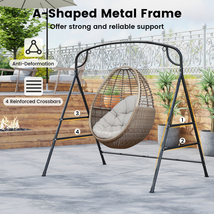 Outdoor Metal Swing Stand with 4 Support Bars and 2 Hanging Ways