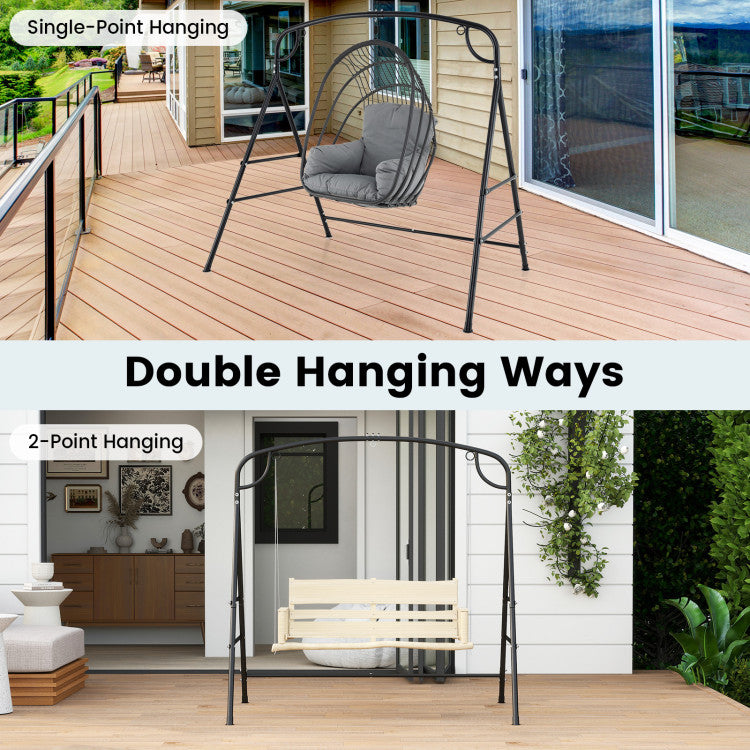 Outdoor Metal Swing Stand with 4 Support Bars and 2 Hanging Ways