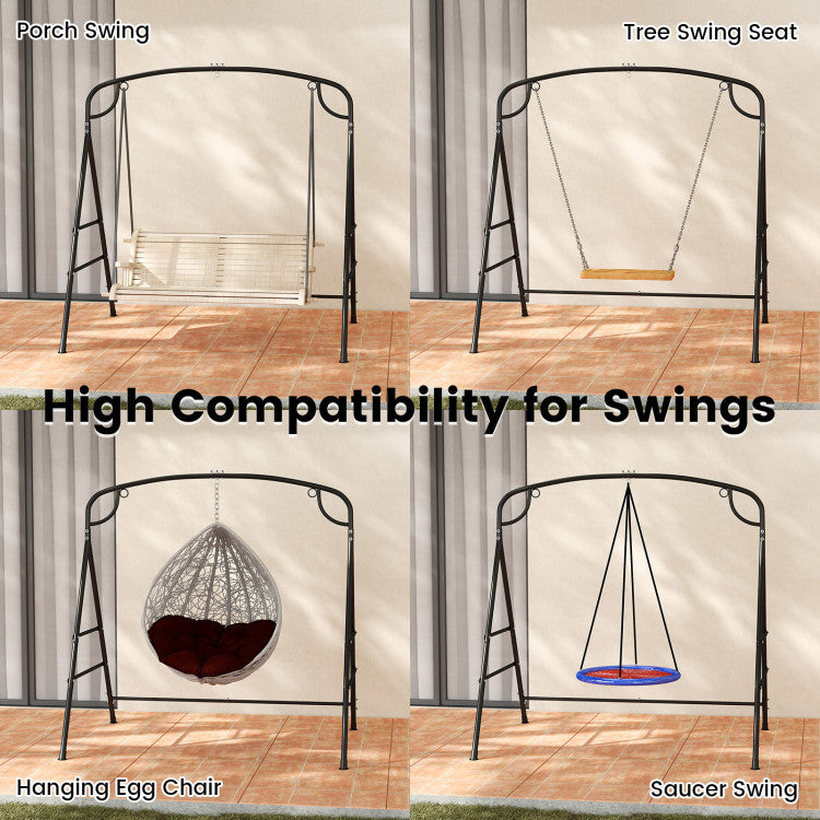 Outdoor Metal Swing Stand with 4 Support Bars and 2 Hanging Ways