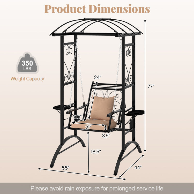 Outdoor Porch Swing with Stand and 2 Trellises for Adults