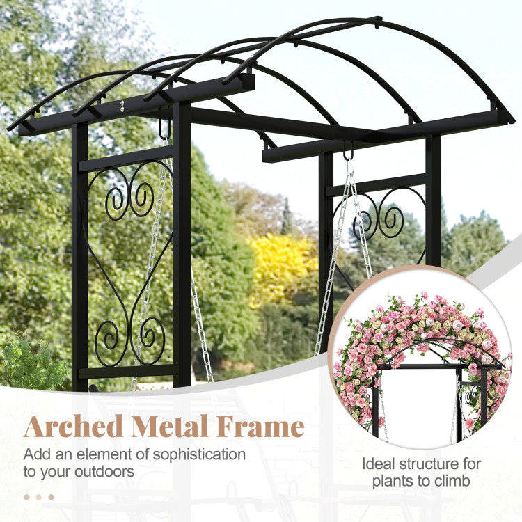 Outdoor Porch Swing with Stand and 2 Trellises for Adults
