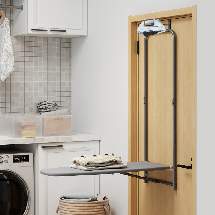 Over the Door Ironing Board Space-Saving Metal Hanging Ironing Board