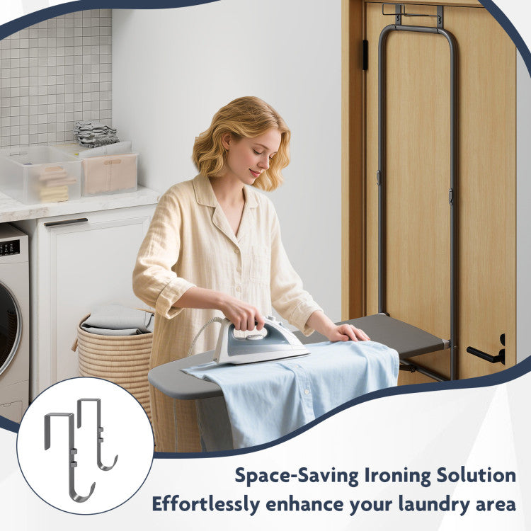 Over the Door Ironing Board Space-Saving Metal Hanging Ironing Board