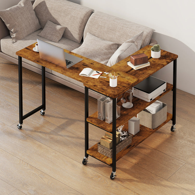 Patented Large 360-Degree Free Rotating Sofa Side Table with Wheels and Storage Shelf