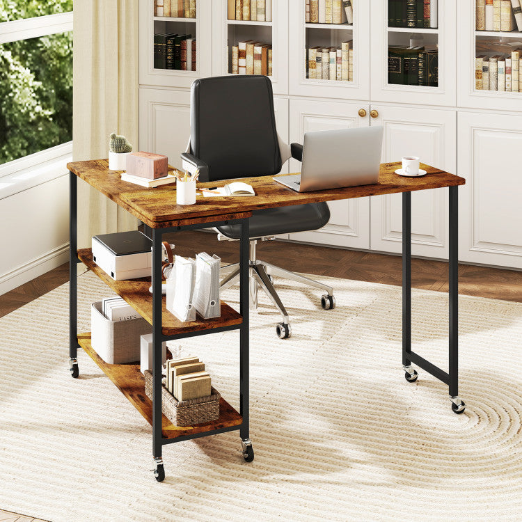 Patented Large 360-Degree Free Rotating Sofa Side Table with Wheels and Storage Shelf