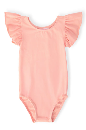 Peach S/S Flutter Sleeve Leotard