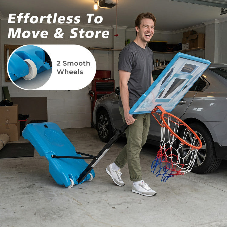 Pool Basketball Hoop with 3-Level Adjustable Height and Weighted Base
