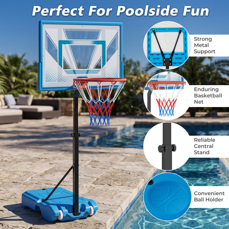 Pool Basketball Hoop with 3-Level Adjustable Height and Weighted Base