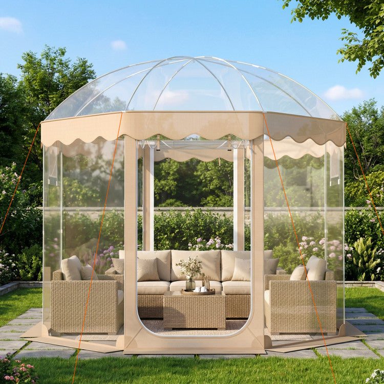 Pop Up Bubble Tent 10x10 FT for 8-10 People Weatherproof Pod with 540° Panoramic Clear PVC