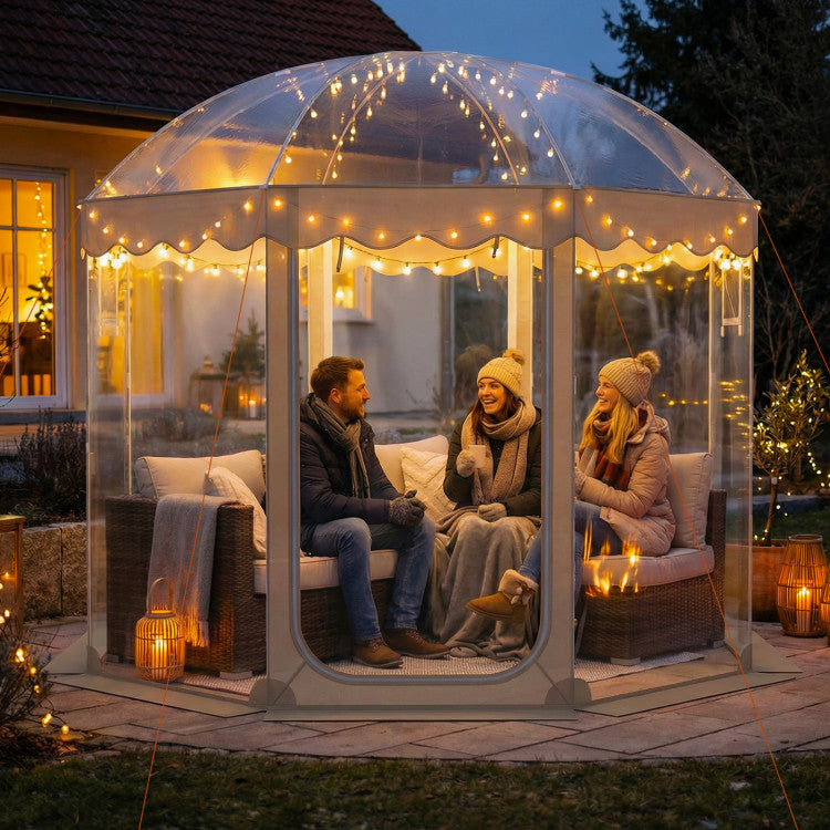 Pop Up Bubble Tent 10x10 FT for 8-10 People Weatherproof Pod with 540° Panoramic Clear PVC