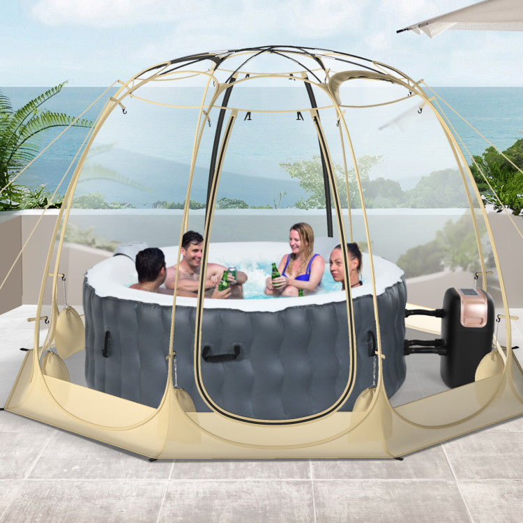 Pop Up Bubble Tent 540° Transparent PVC Igloo 9.5 x 9.5 FT Instant Setup Screen House for 4-6 People