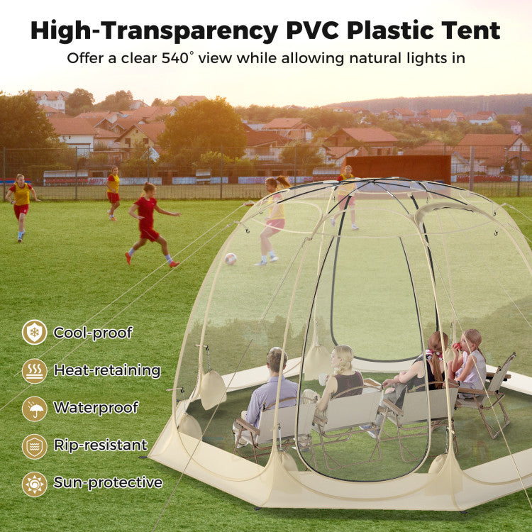Pop Up Bubble Tent 540° Transparent PVC Igloo 9.5 x 9.5 FT Instant Setup Screen House for 4-6 People