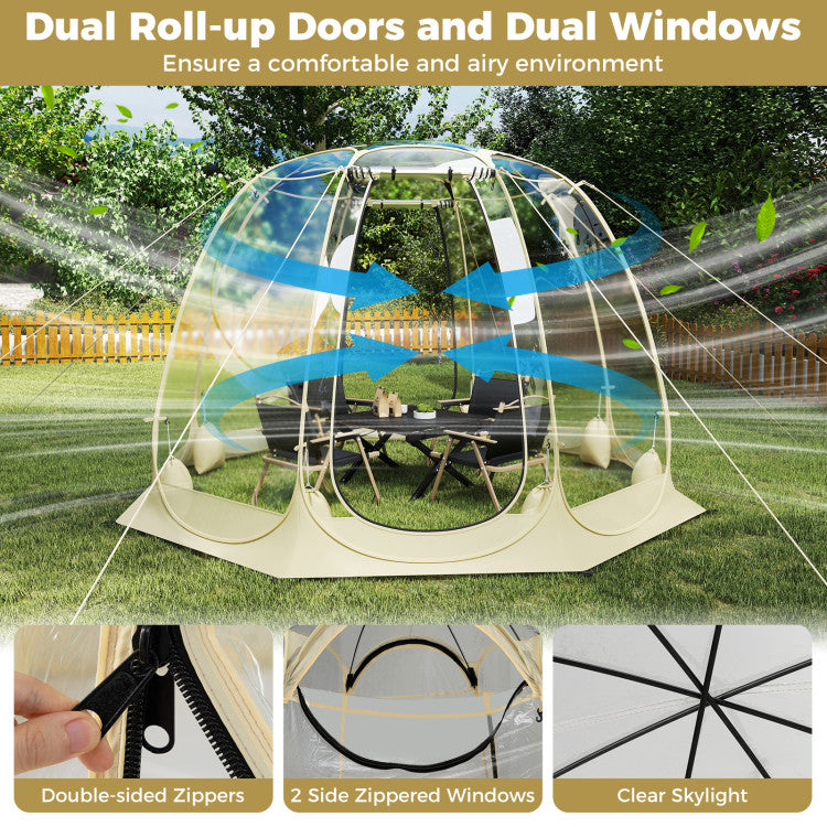 Pop Up Bubble Tent 540° Transparent PVC Igloo 9.5 x 9.5 FT Instant Setup Screen House for 4-6 People
