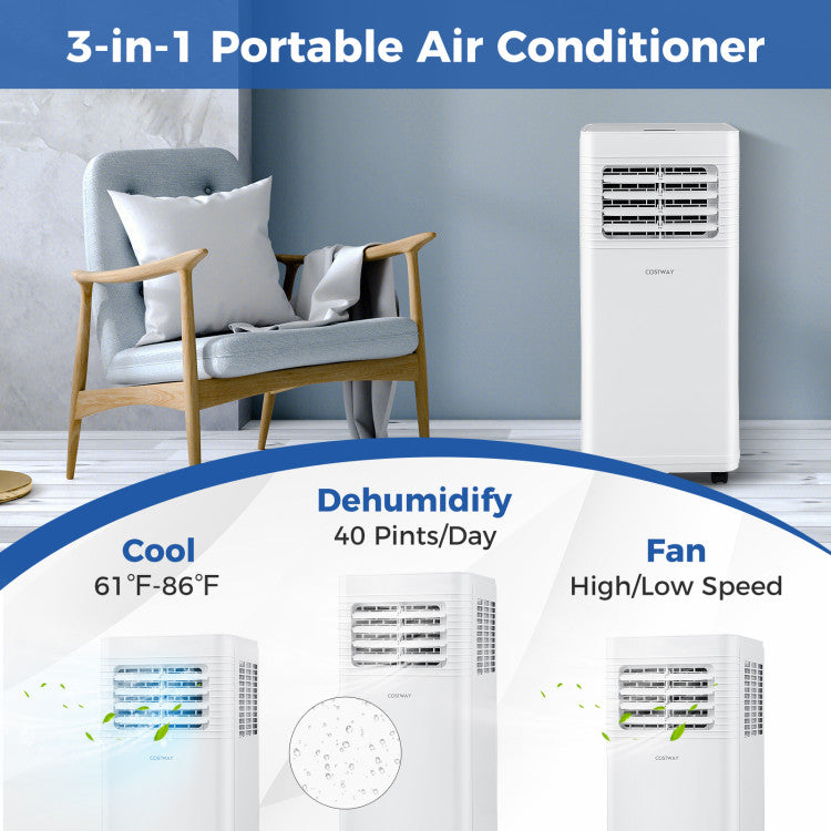 8000/9000 BTU Portable Air Conditioner 3 in 1 AC Unit with Fan and Dehumidifier