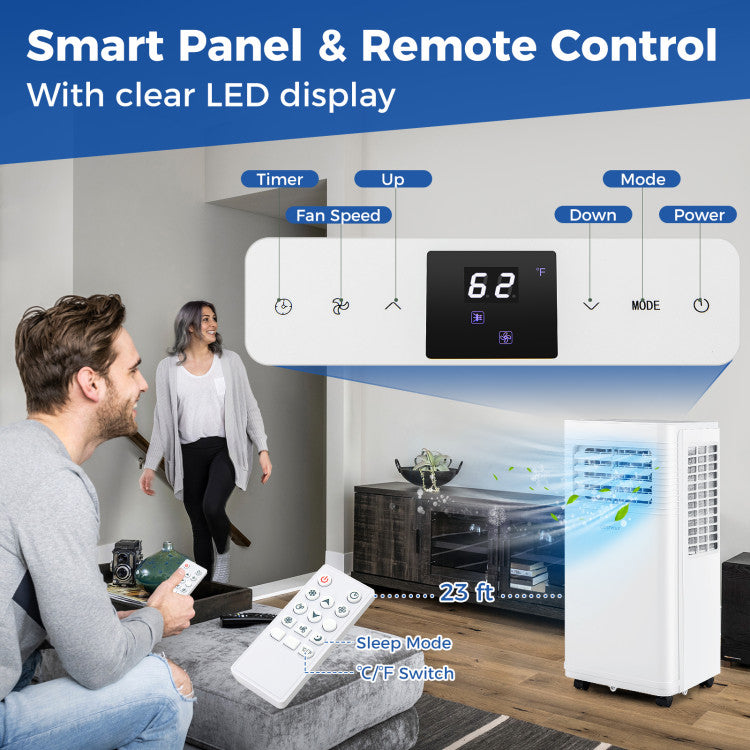 8000/9000 BTU Portable Air Conditioner 3 in 1 AC Unit with Fan and Dehumidifier